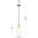 Laria 1 Light Champagne Bronze Pendant Ceiling Light in Opal