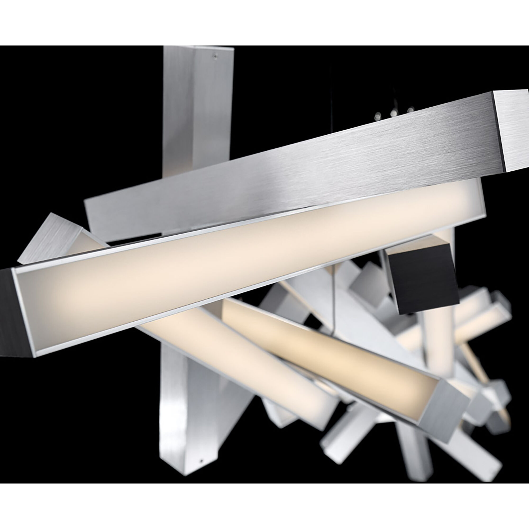 Chaos LED 72 inch Brushed Aluminum Chandelier Ceiling Light in 19, 72in.