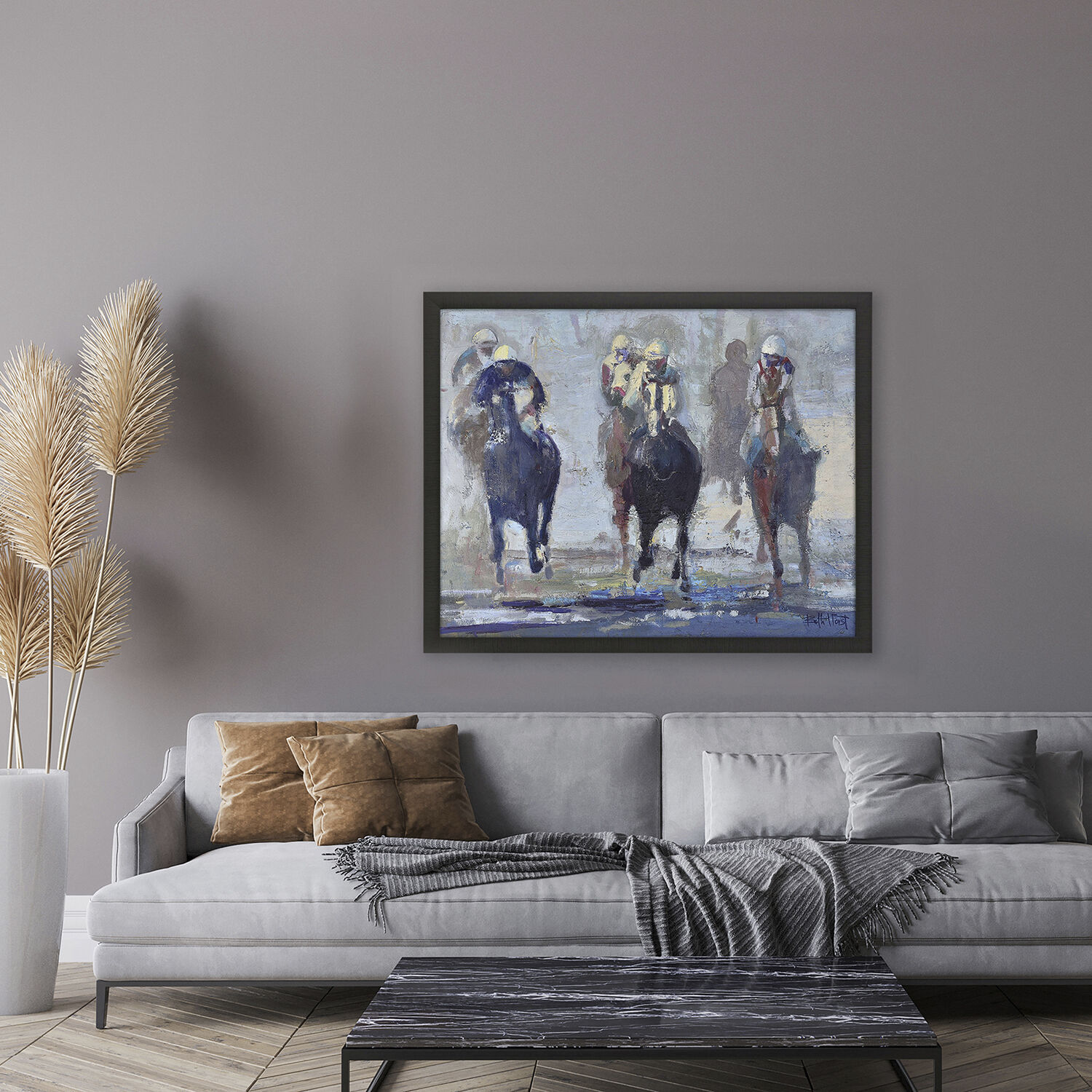 Animals Blue and Beige and Multi and Red Canvas