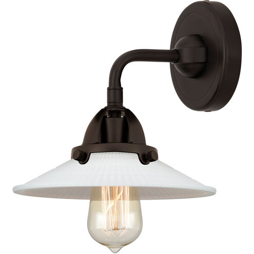 Nouveau 2 Halophane 1 Light 9 inch Oil Rubbed Bronze Sconce Wall Light in Matte White Halophane Glass