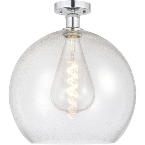 Edison Athens 1 Light 14 inch Brushed Satin Nickel Semi-Flush Mount Ceiling Light in Seedy Glass