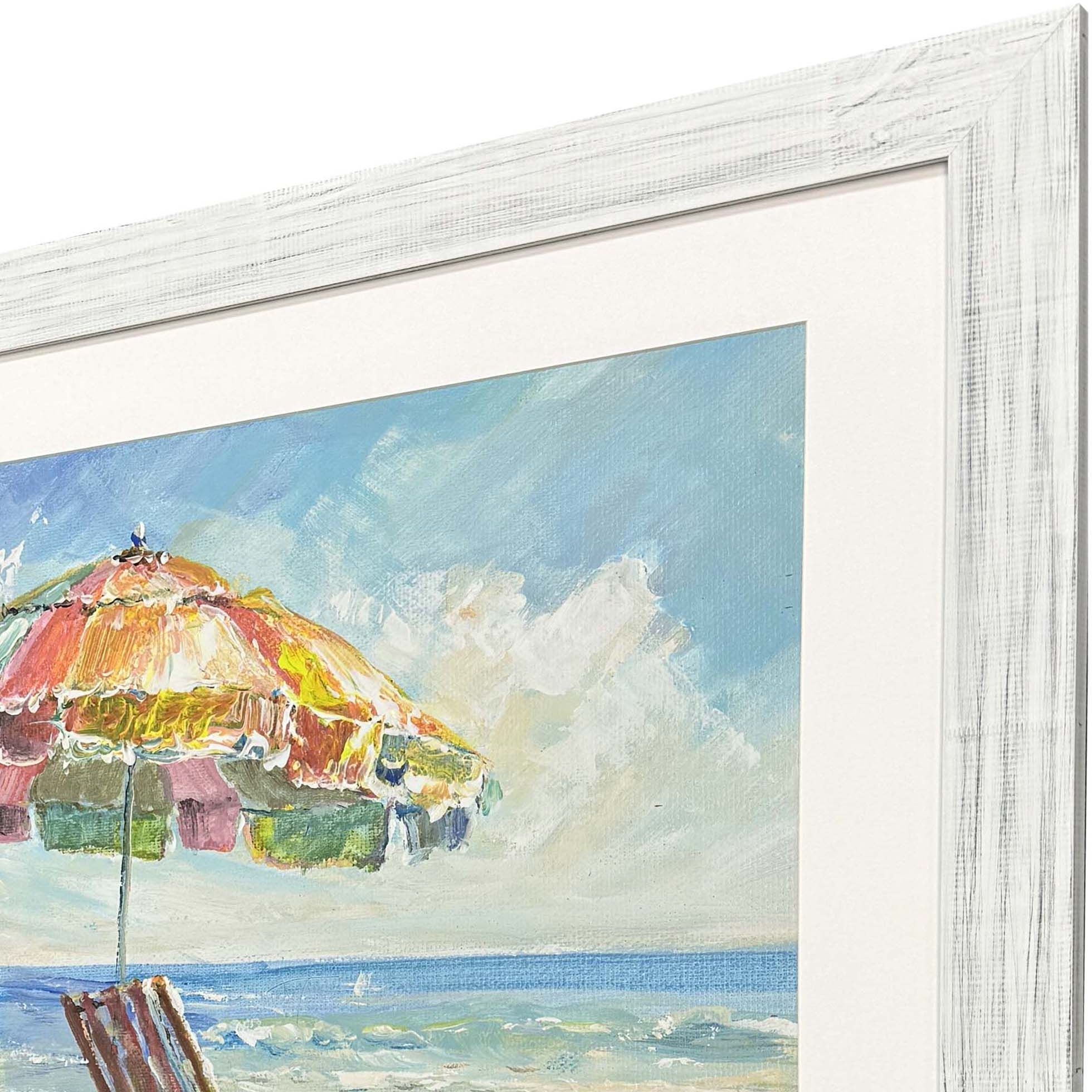 Beach Vibe Blue and Multi and Pink and Teal Framed Art