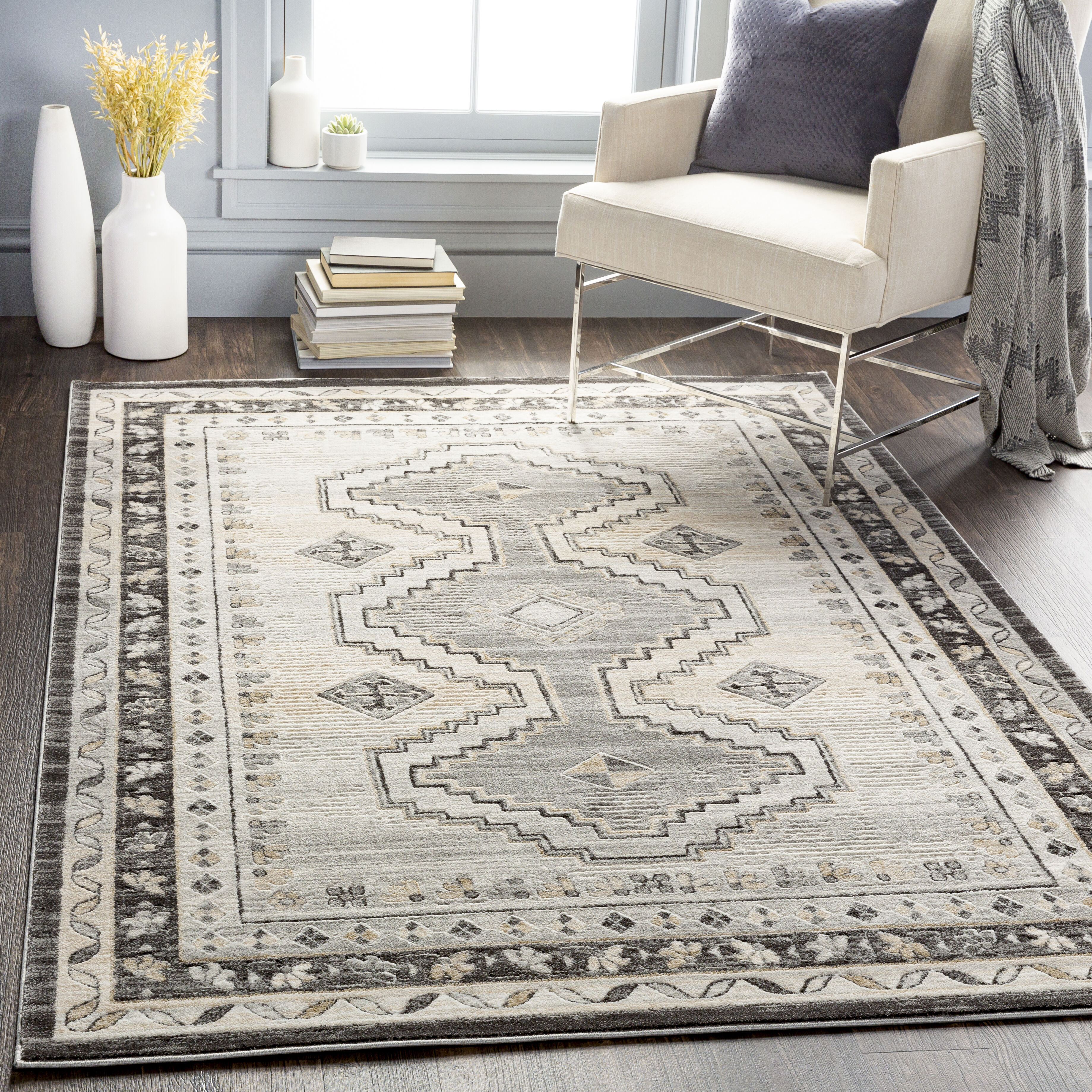 Indigo 35 X 24 inch Charcoal Rug in 2 x 3, Rectangle