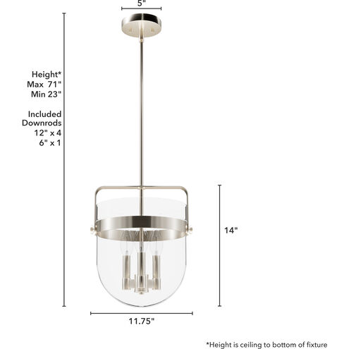 Karloff 3 Light 11.75 inch Brushed Nickel Pendant Ceiling Light
