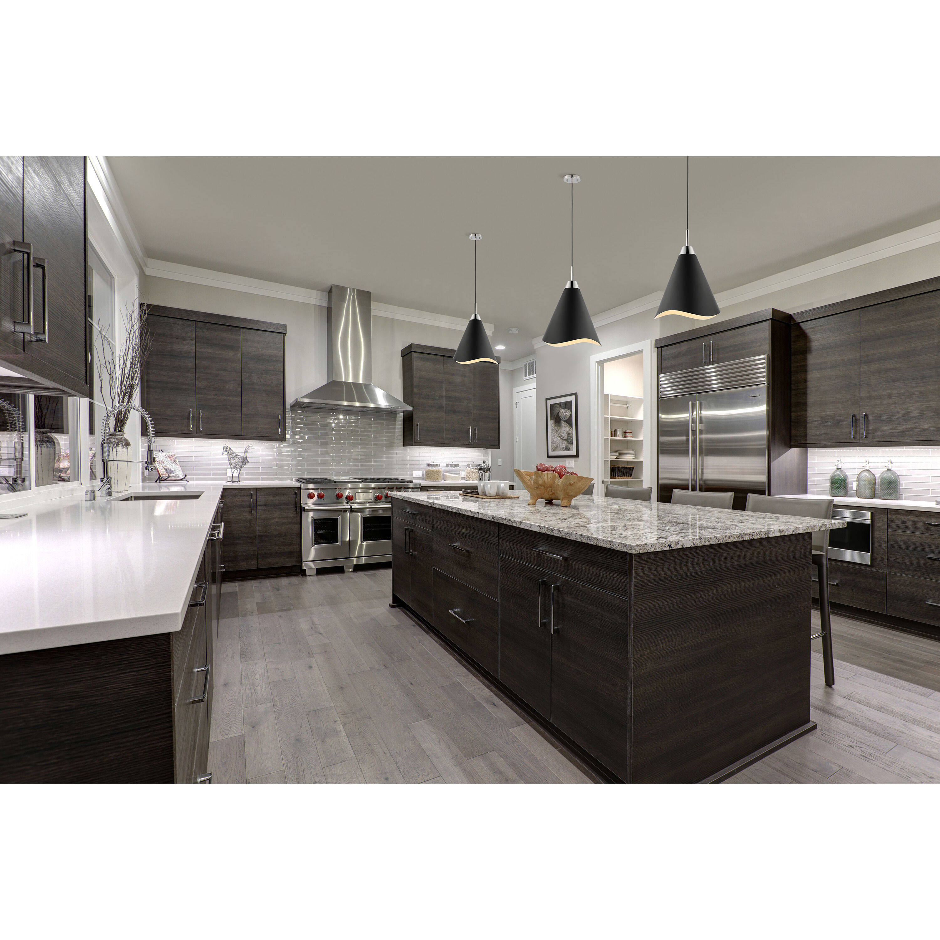 Tango 1 Light 8 inch Matte Black/Polished Nickel Pendant Ceiling Light