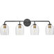 Percy 4 Light 33 inch Black with Lacquered Brass Bath Light Wall Light