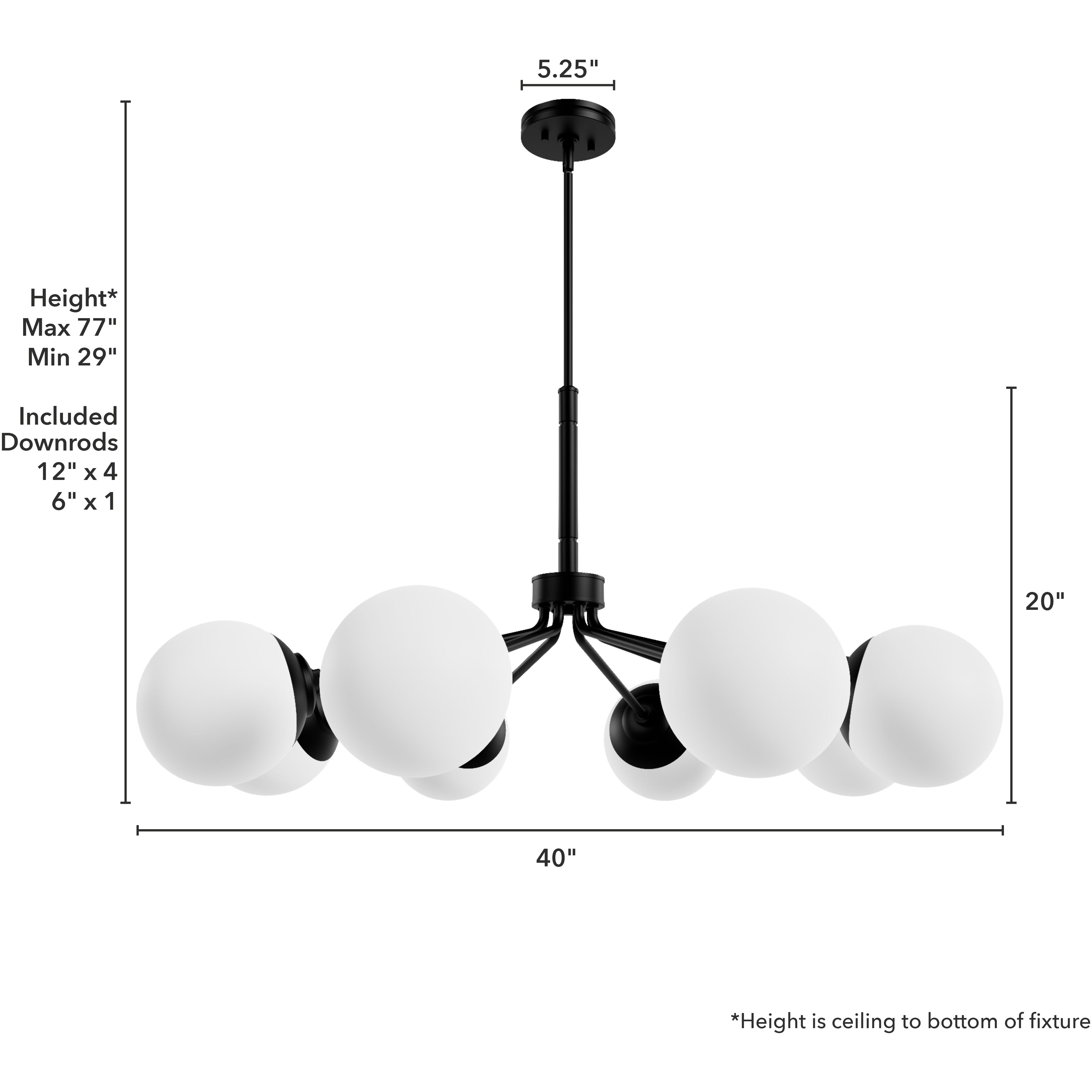 Hepburn 8 Light 40 inch Matte Black Chandelier Ceiling Light, Extra Large