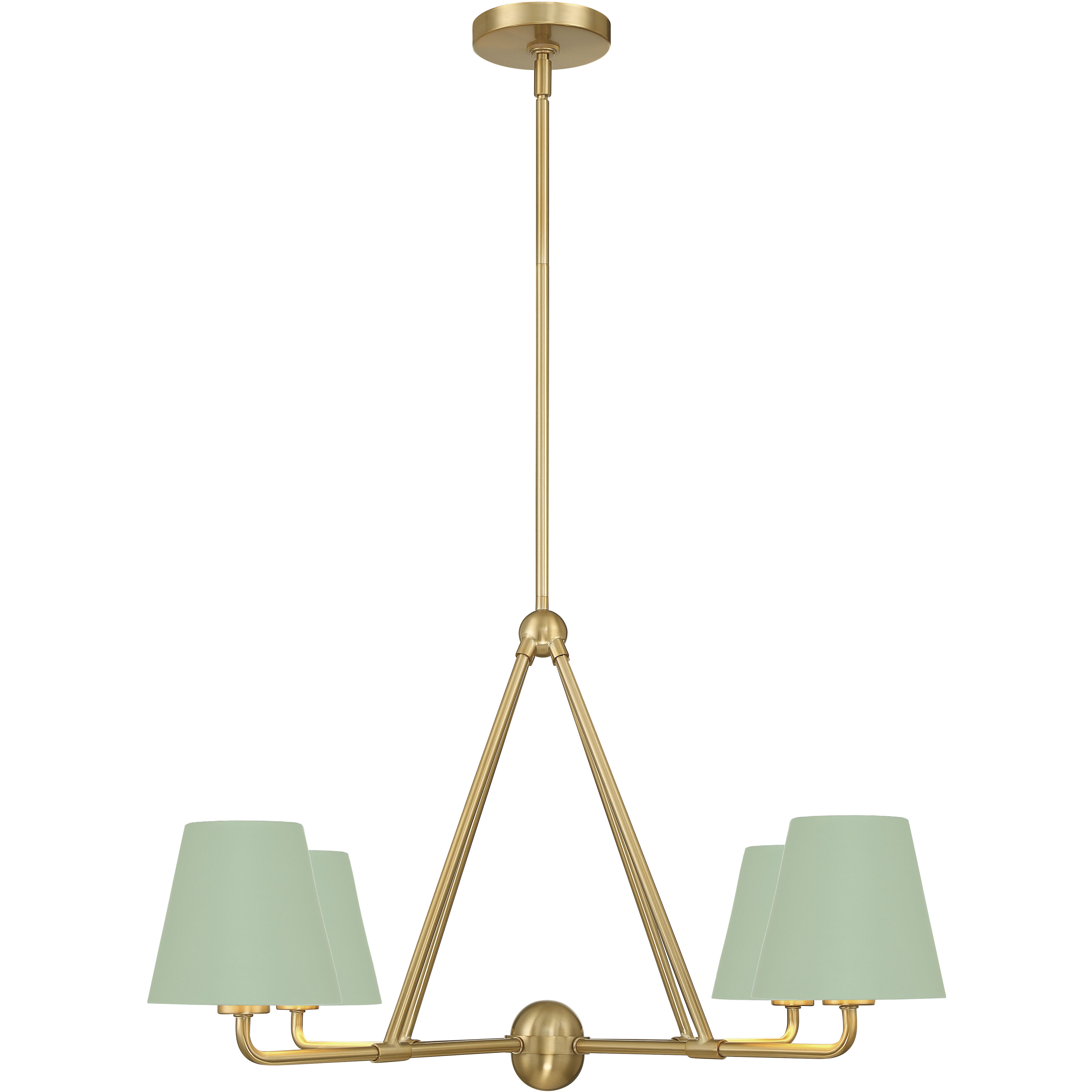 Xavier 4 Light 31.75 inch Vibrant Gold Chandelier Ceiling Light in Vibrant Gold and Green