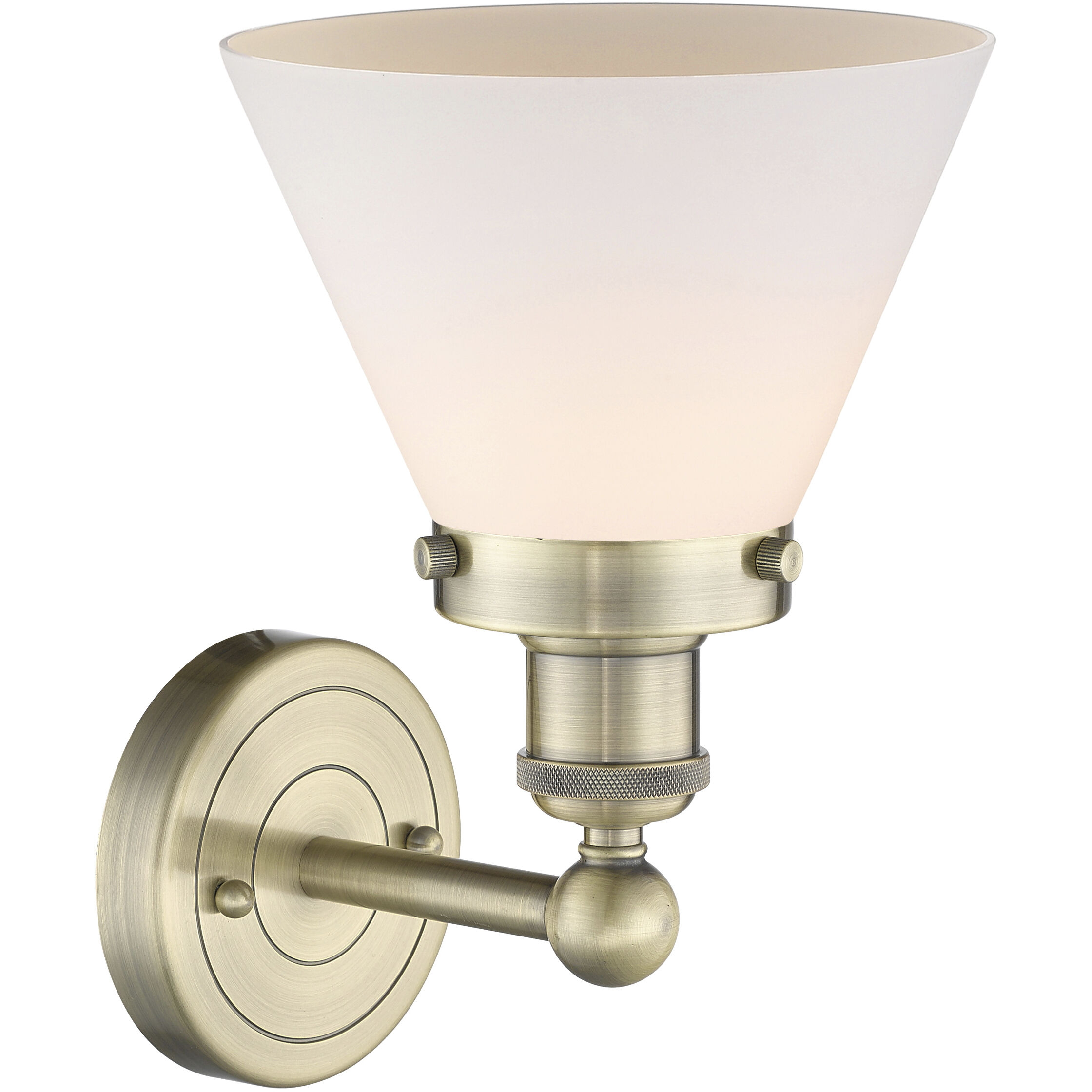 Cone Sconce Wall Light in Antique Brass, Matte White