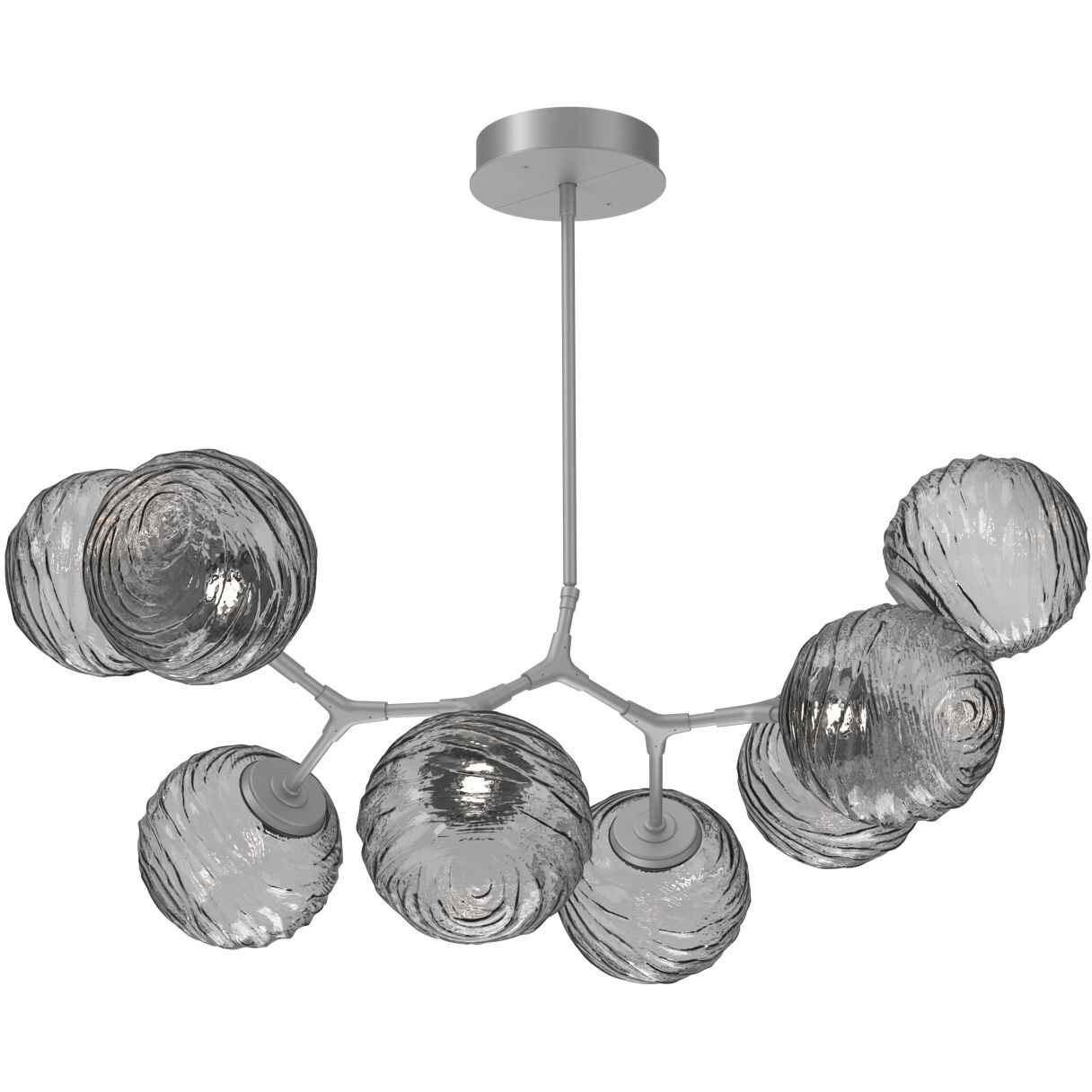 Gaia LED 30 inch Classic Silver Linear Multi-Pendant Ceiling Light in 3000K LED, Smoke, Modern Branch