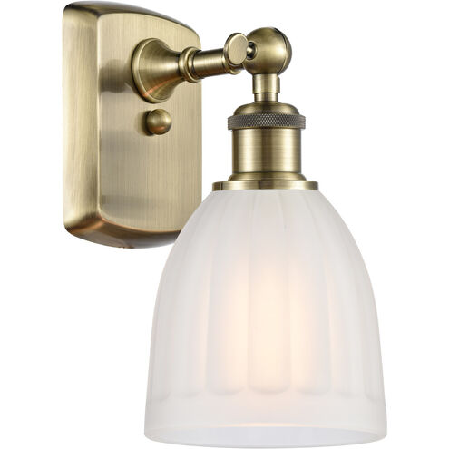 Ballston Brookfield LED 5.75 inch Antique Brass Sconce Wall Light in White Glass, Ballston