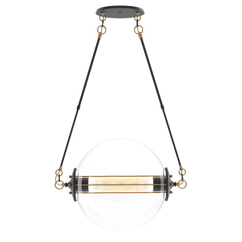Otto 2 Light 28.4 inch Black with Brass Accents Pendant Ceiling Light in Stainless Steel Mesh tube, Sphere