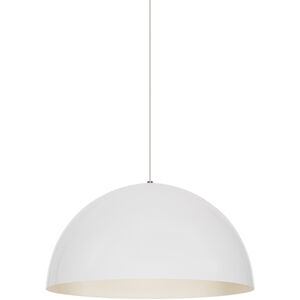 Powell Street 1 Light 24 inch Satin Nickel Pendant Ceiling Light in Incandescent, Gloss White/White