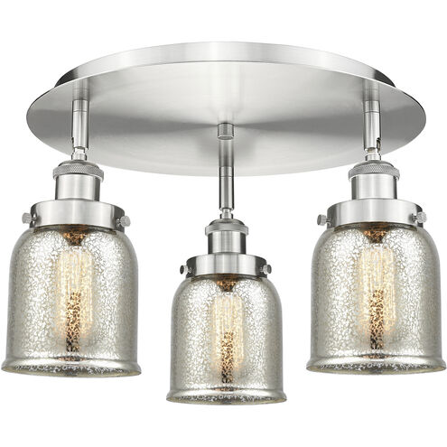 Bell 3 Light 16.75 inch Satin Nickel Flush Mount Ceiling Light in Silver Plated Mercury