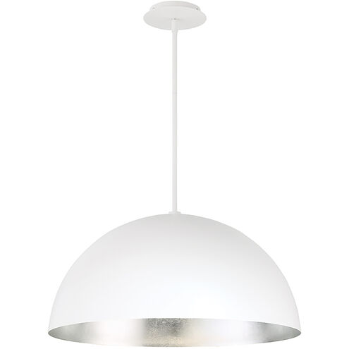 Yolo LED 23.63 inch White Silver Leaf Pendant Ceiling Light in 26in.