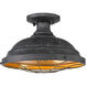 Bartlett 2 Light 14 inch Black Patina Semi-flush Ceiling Light, Damp