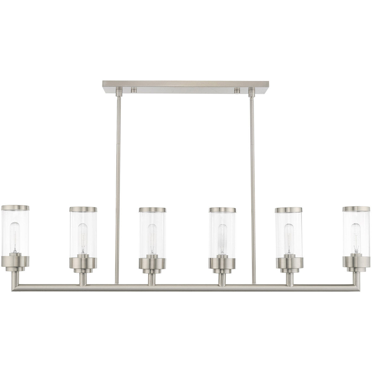 Hillcrest 6 Light 48 inch Brushed Nickel Linear Chandelier Ceiling Light