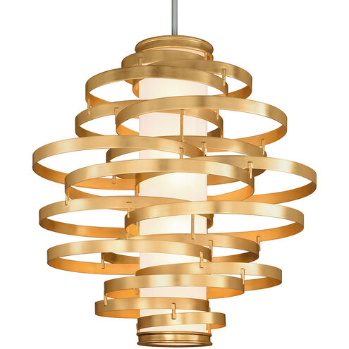 Vertigo LED 45 inch Gold Leaf with Polished Stainless Accents Pendant Ceiling Light 