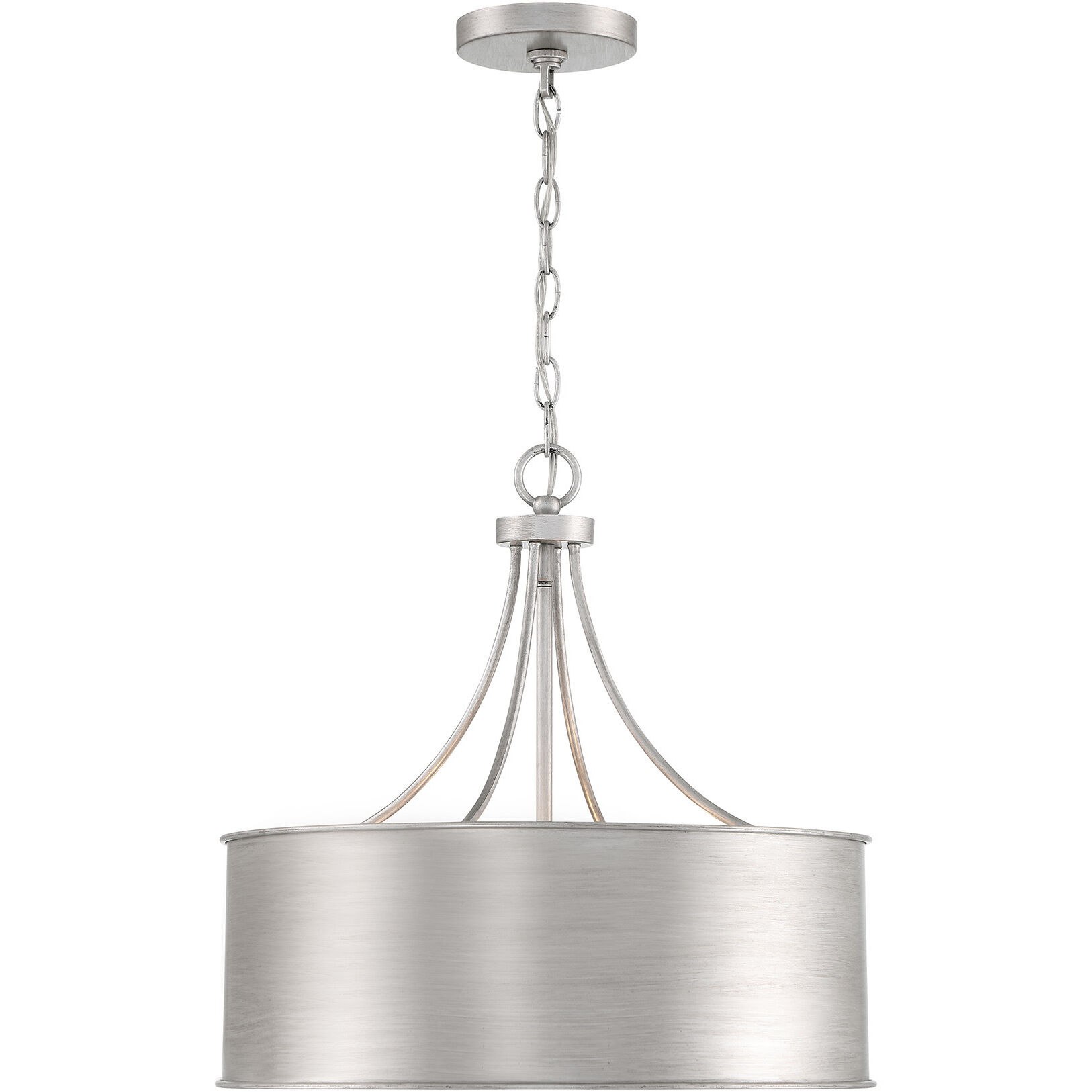 Traditional 4 Light 18 inch Antique Silver Pendant Ceiling Light