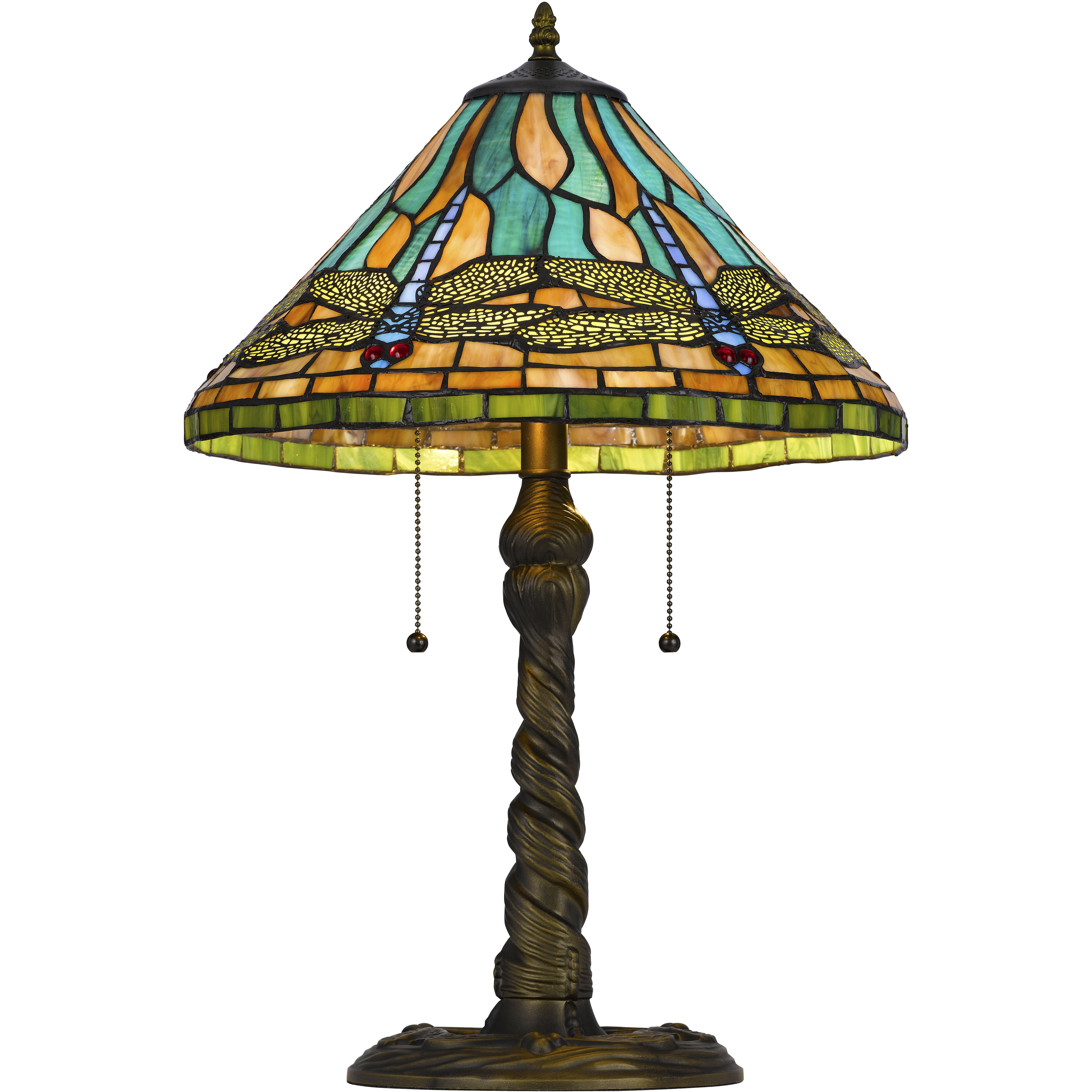 3108 Tiffany 24 inch 60.00 watt Antique Brass Table Lamp Portable Light