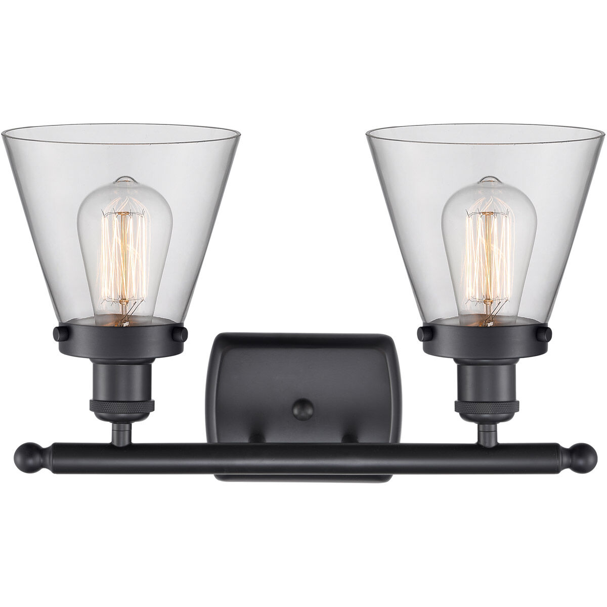 Ballston Small Cone LED 16 inch Matte Black Bath Vanity Light Wall Light in Clear Glass, Ballston