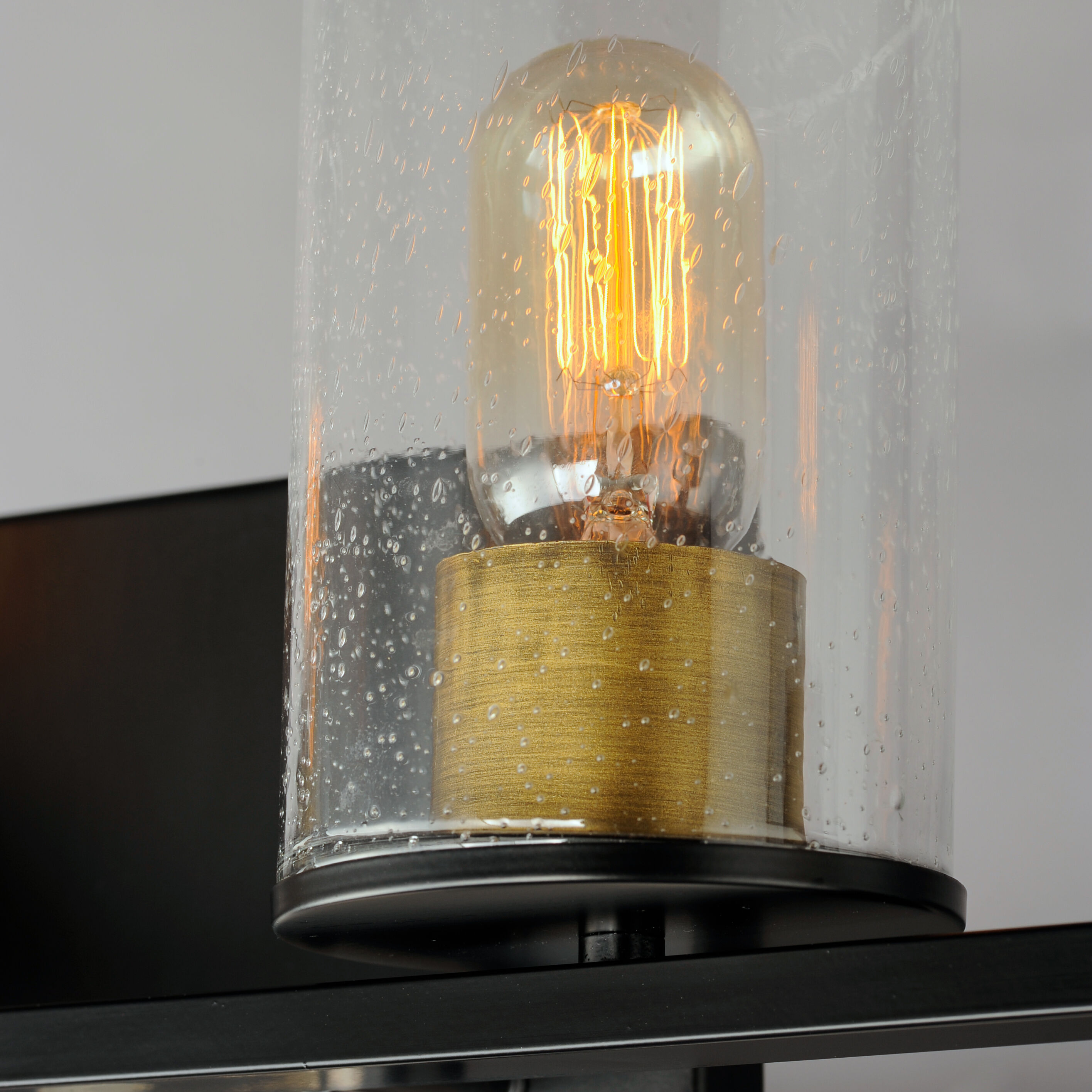 Sleek 4 Light 31 inch Antique Brass/Black Bath Vanity Wall Light