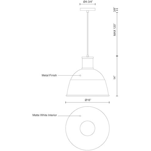 Irving 1 Light 16 inch White Pendant Ceiling Light