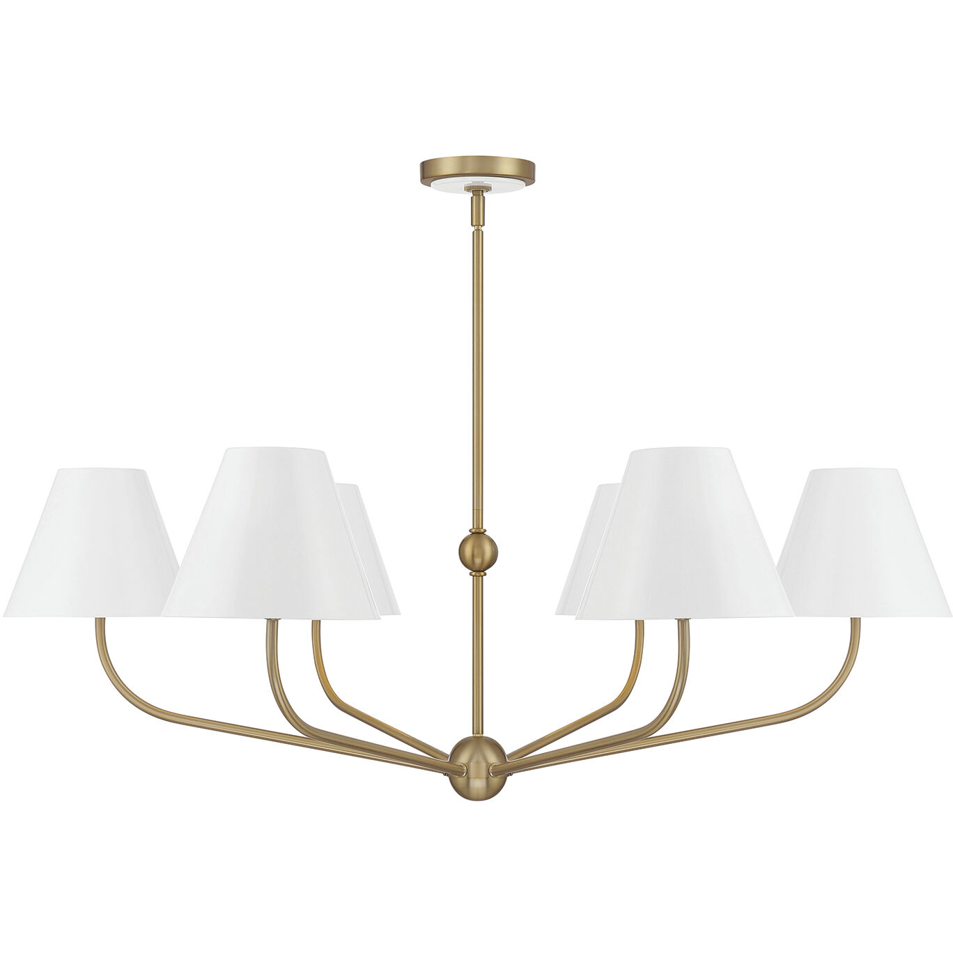 Xavier 6 Light 40 inch Vibrant Gold Chandelier Ceiling Light in Vibrant Gold and White
