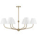 Xavier 6 Light 40 inch Vibrant Gold and White Chandelier Ceiling Light