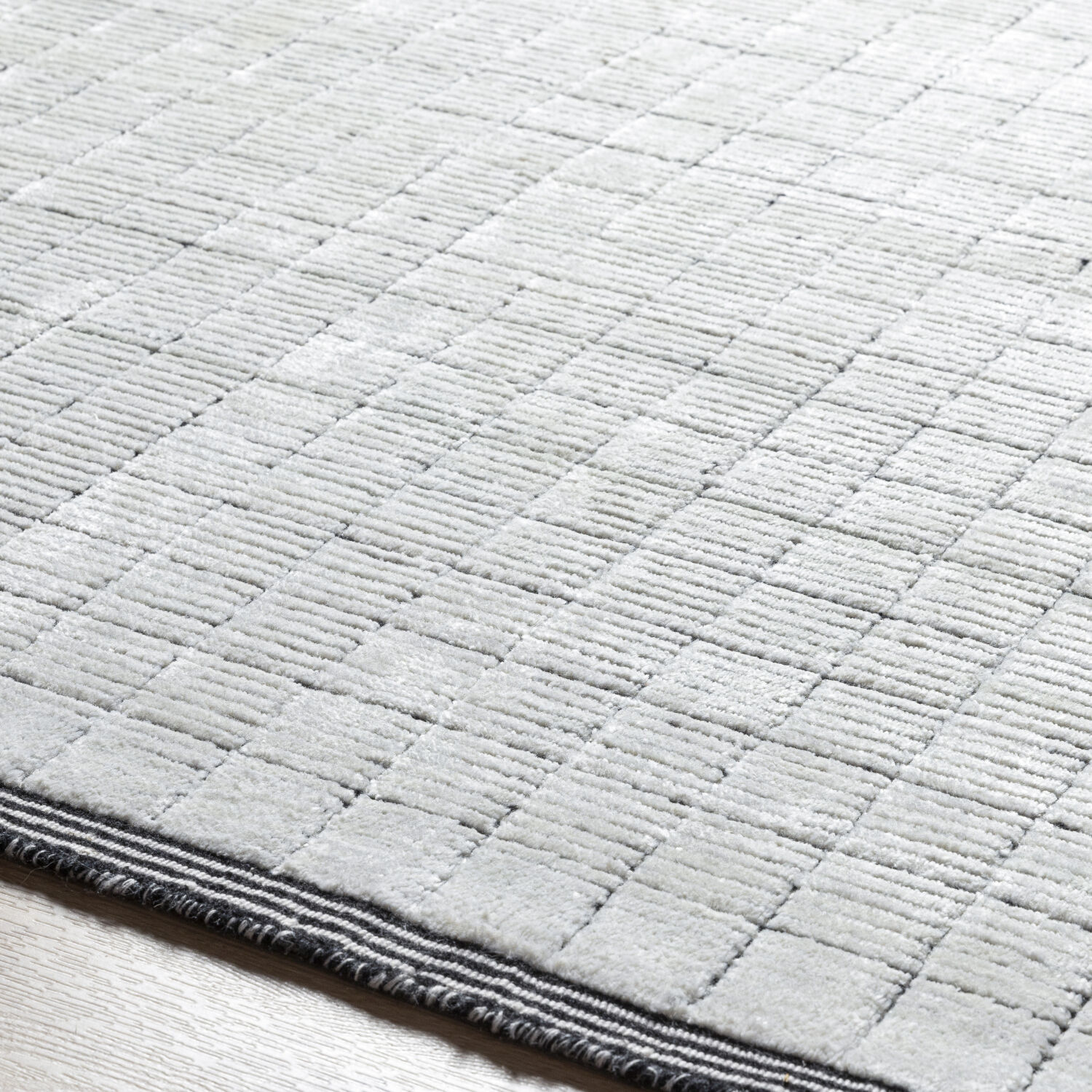 Carre 108 X 72 inch Black Rug in 6 X 9, Rectangle