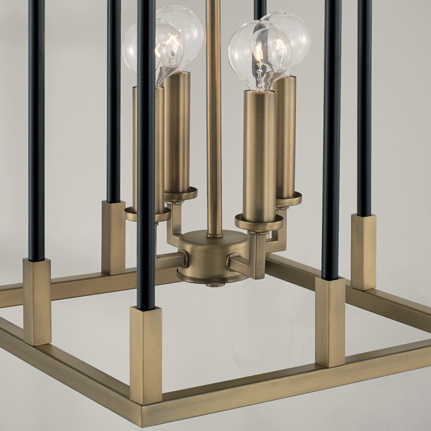 Bleeker 4 Light 13 inch Aged Brass and Black Foyer Ceiling Light