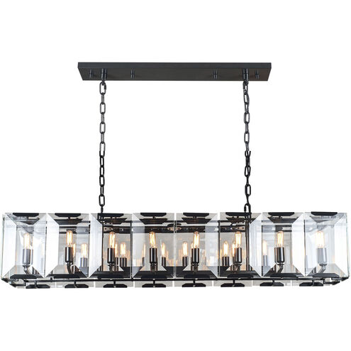 Monaco 16 Light 53 inch Flat Black Island Pendant Ceiling Light, Urban Classic