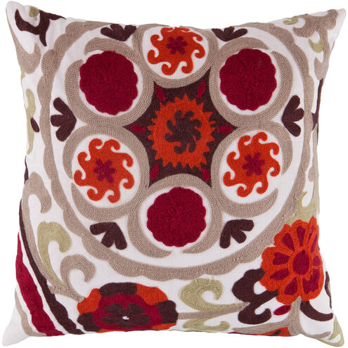 Botanical 18 inch Dark Red, White, Lime Pillow Kit