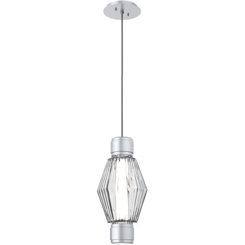 Aalto Mandrel LED Classic Silver Pendant Ceiling Light in 3000K LED, Optic Rib Clear