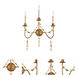 Mosaic 3 Light 10 inch Gold Leaf Wall Sconce Wall Light, Flambeau