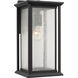 Audley 1 Light 15 inch Textured Black Outdoor Wall Lantern in Distressed Seeded Glass, Medium