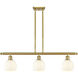 Ballston White Venetian 3 Light 36 inch Satin Gold Stem Hung Island Light Ceiling Light