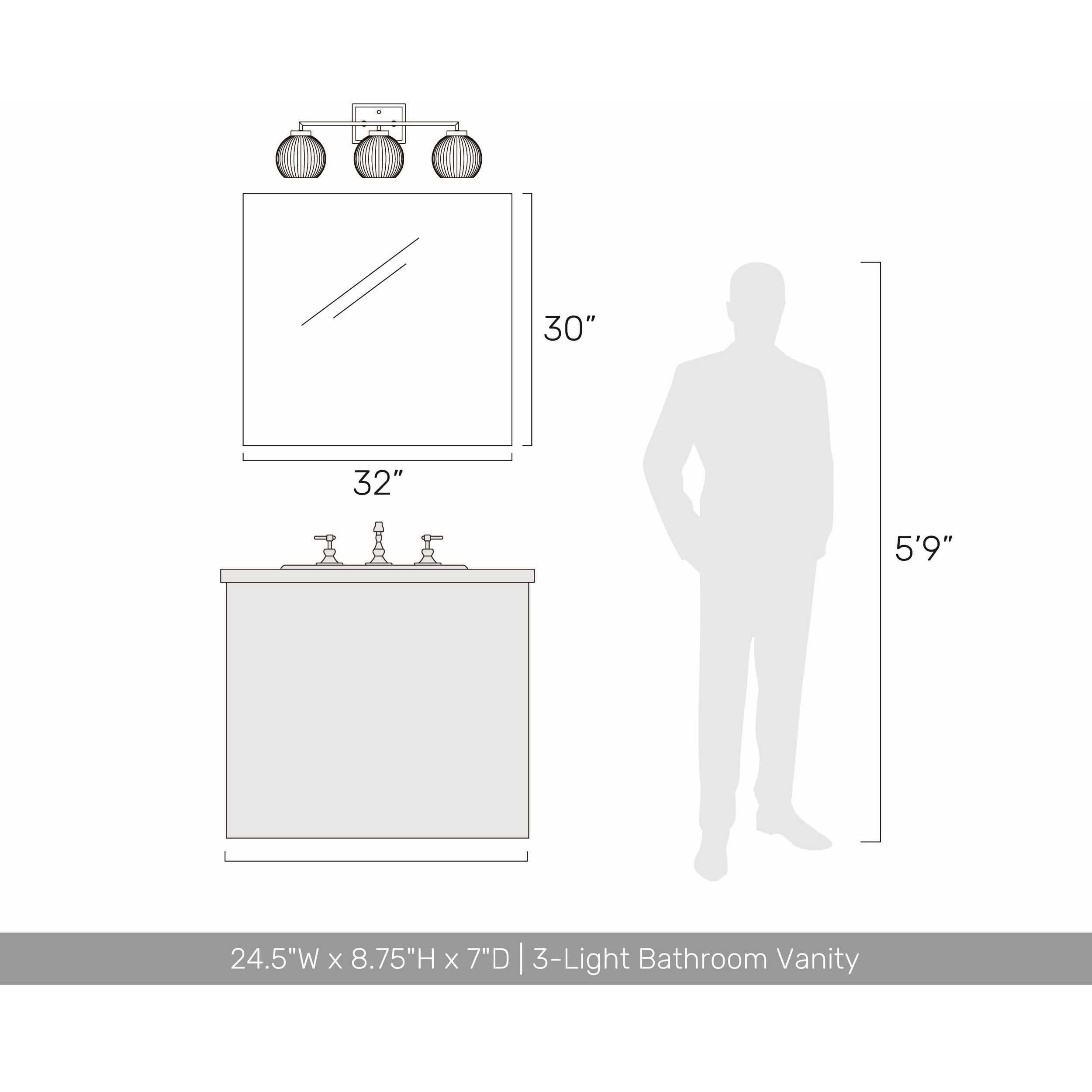 Yep Elliott Vanity Wall Light in Pewter, Clear Glass