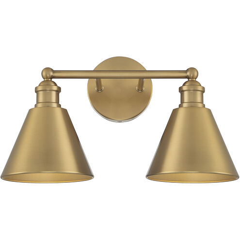 Modern Farmhouse 2 Light 17 inch Natural Brass Bathroom Vanity Light Wall Light