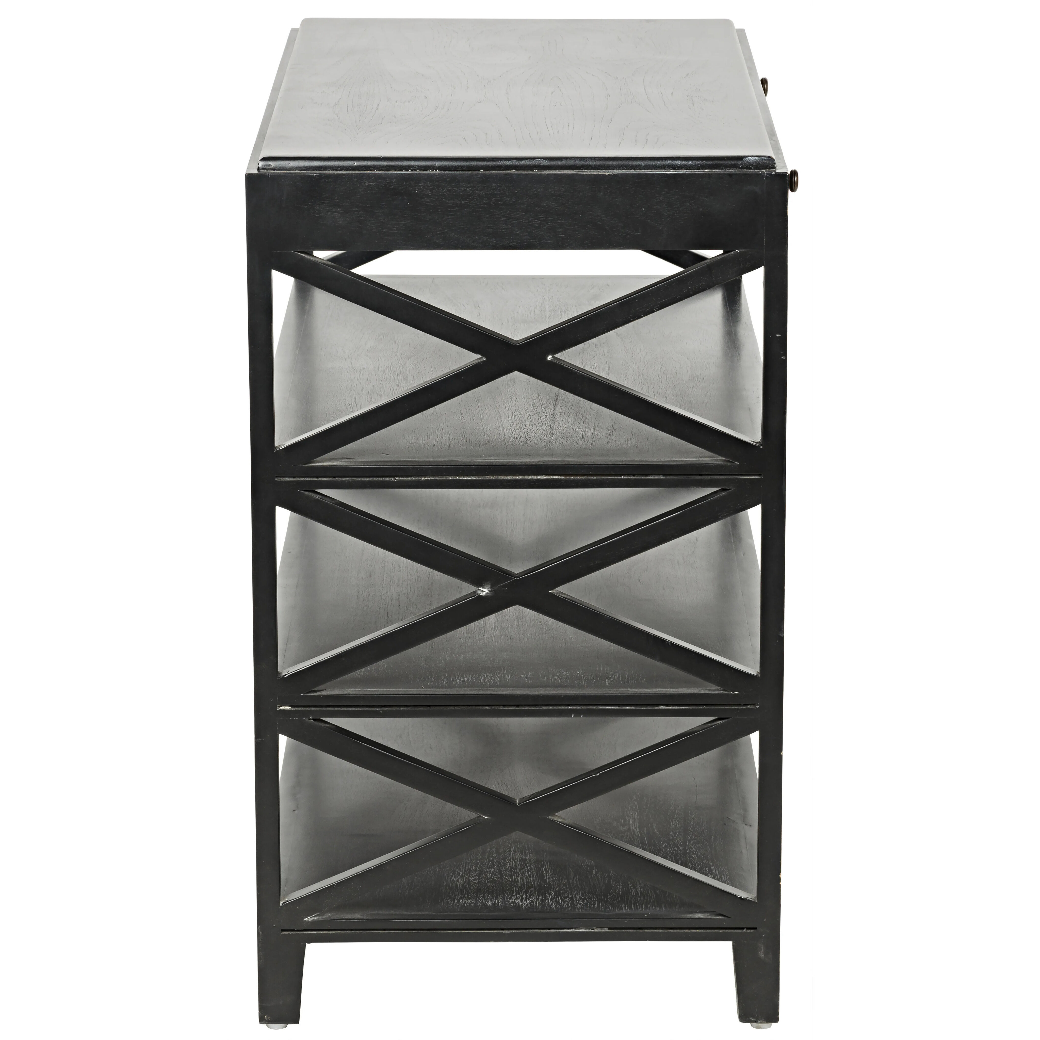 Sutton 36 X 30 inch Hand Rubbed Black Side Table, Criss-Cross