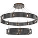 Parallel LED Flat Bronze Chandelier Ceiling Light, Two-Tier Ring