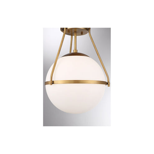 Mid-Century Modern 1 Light 13.25 inch Natural Brass Semi-Flush Ceiling Light