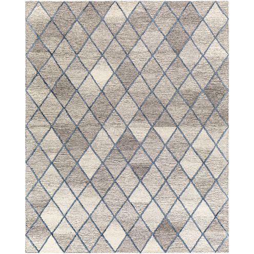 Eaton 120 X 96 inch Taupe/Dark Brown/Light Beige/Ink Blue Handmade Rug in 8 x 10, Rectangle