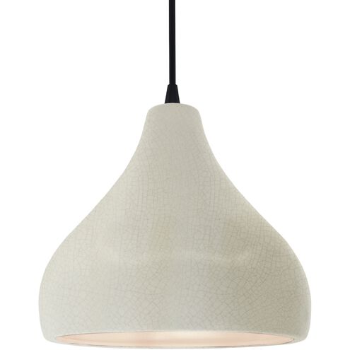 Radiance LED 11.5 inch White Crackle and Matte Black Pendant Ceiling Light