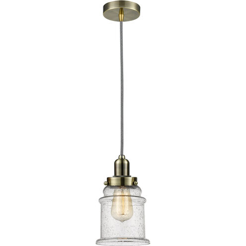 Whitney Canton 1 Light 8 inch Antique Brass Mini Pendant Ceiling Light in Zebra, Whitney