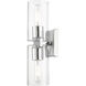 Clarion 2 Light 5 inch Polished Chrome Vanity Sconce Wall Light