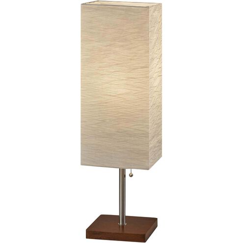 Dune 26 inch 100 watt Brushed Steel with Walnut Rubberwood Table Lamp Portable Light