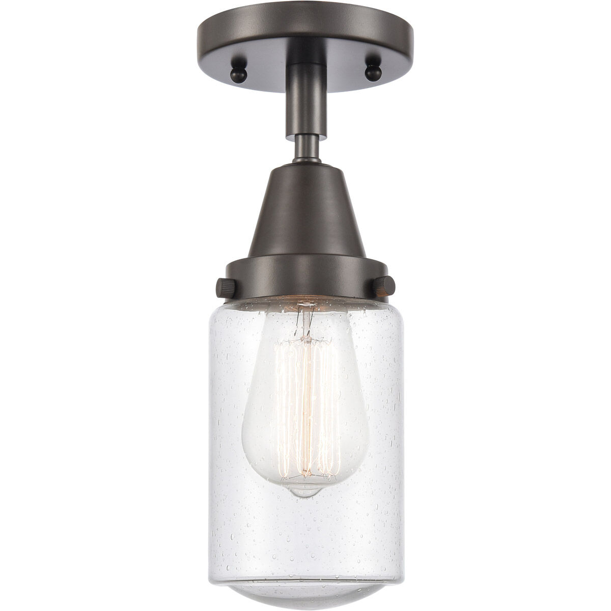 Franklin Restoration Dover LED 5 inch Oil Rubbed Bronze Flush Mount Ceiling Light in Seedy Glass