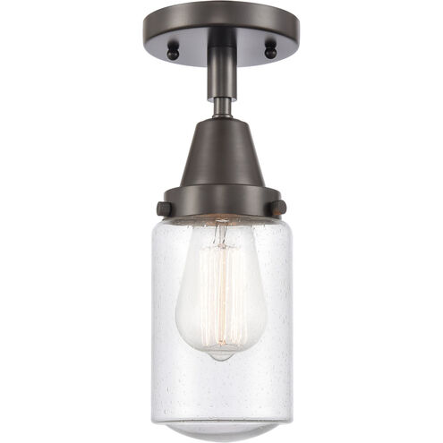 Franklin Restoration Dover LED 5 inch Oil Rubbed Bronze Flush Mount Ceiling Light in Seedy Glass