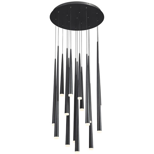 Cascade LED 23 inch Black Multi-Light Pendant Ceiling Light in 15, Round, 28in.
